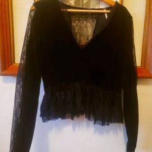 Free people black velvet top